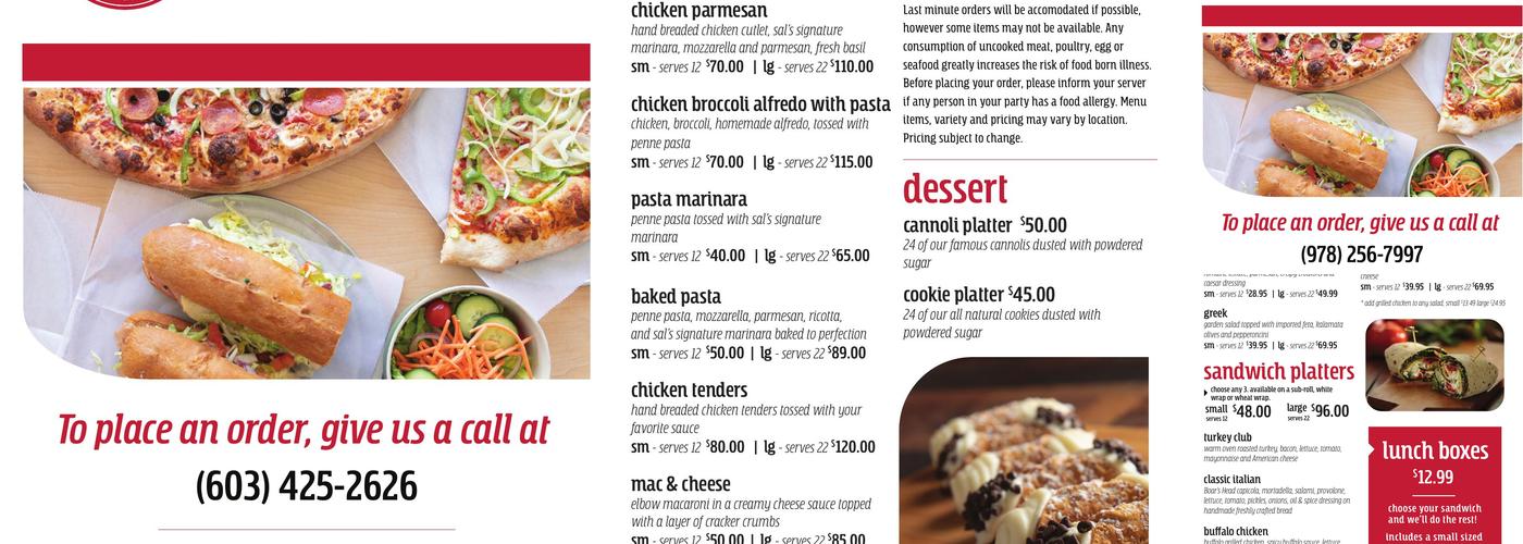 Sal's Pizza | Lawrence, MA Menu