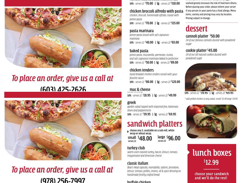 Sal's Pizza | Lawrence, MA Menu