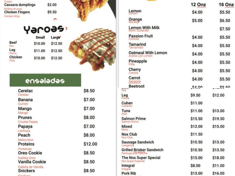 El rincon de nino Menu