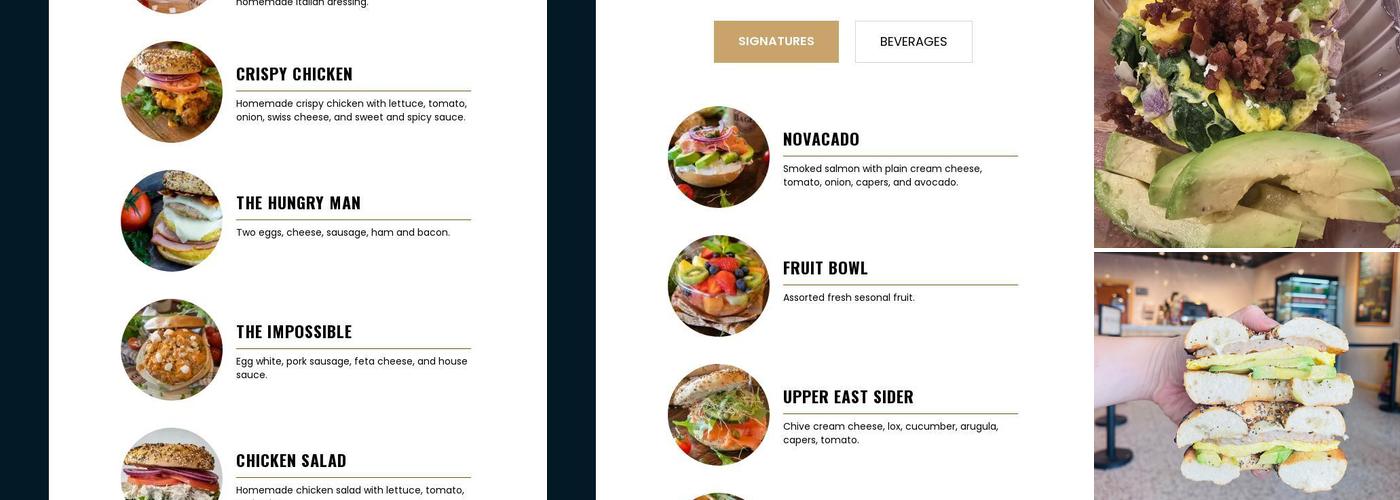 Everything Bagel Menu