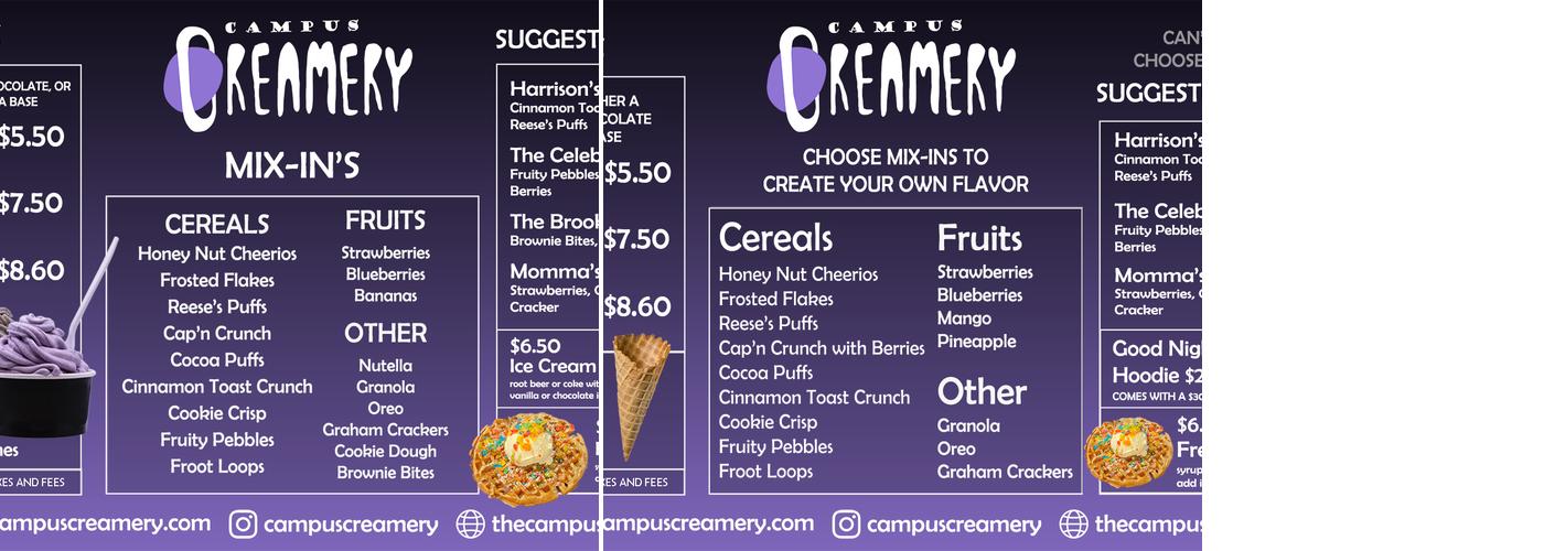 Campus Creamery Menu