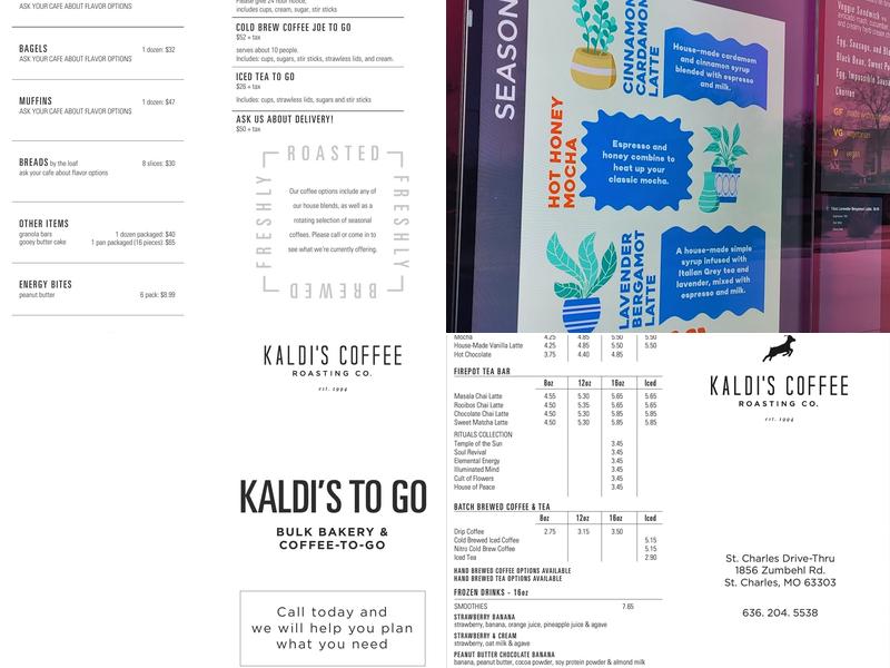 Kaldi's Coffee Menu
