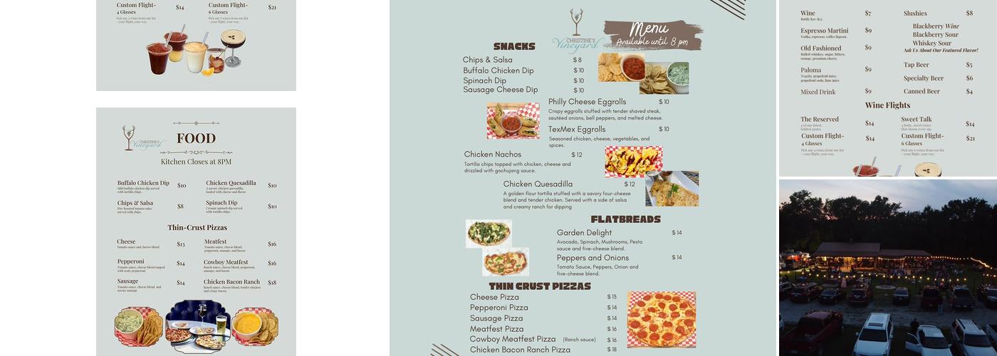 Christine’s Vineyard Menu