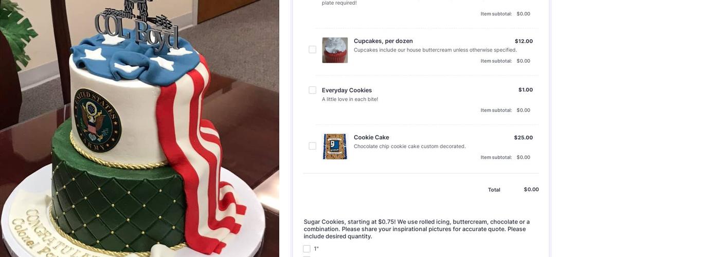 Rocky Hill Cakes, LLC Menu