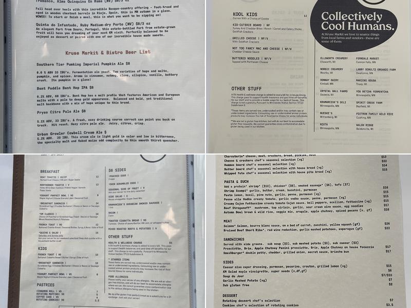 Kruse Markit Bistro, Coffee and Wine Bar Menu