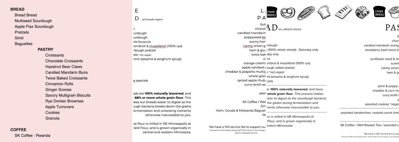Laune Bread Menu