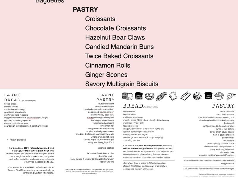 Laune Bread Menu