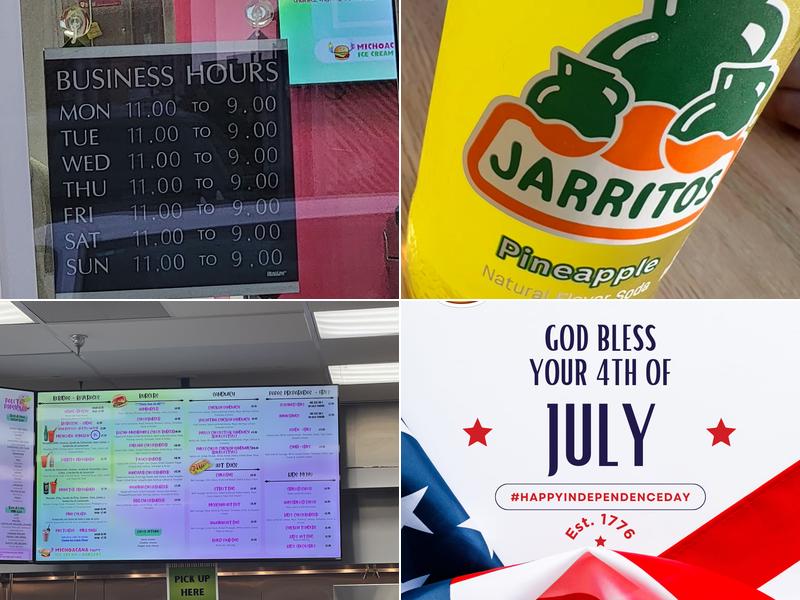 Michoacana Tasty Ice Cream & Burgers Menu