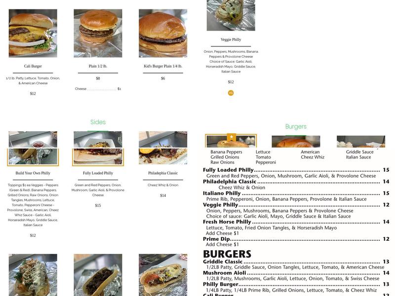 Griddle On The Go Menu