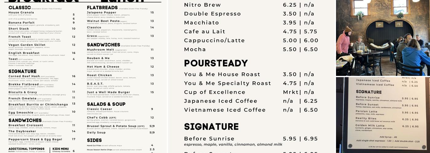 You & Me Cafe Menu