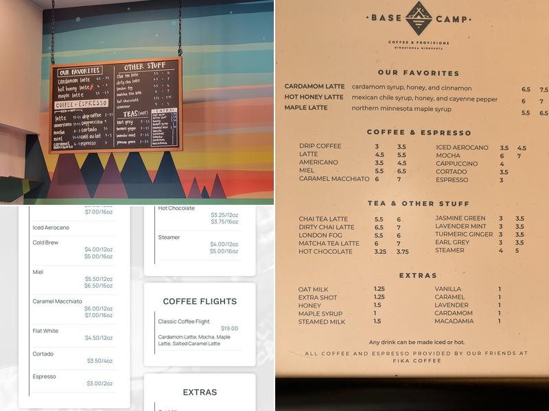 Base Camp Coffee & Provisions Menu