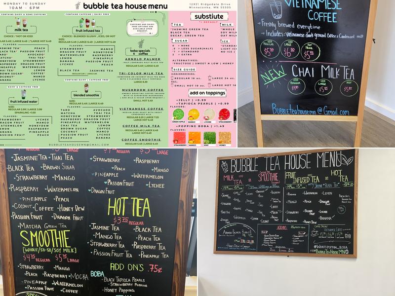 Bubble Tea House Menu
