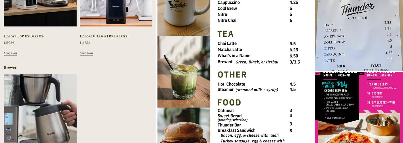 Thunder Coffee Brewhalla Menu