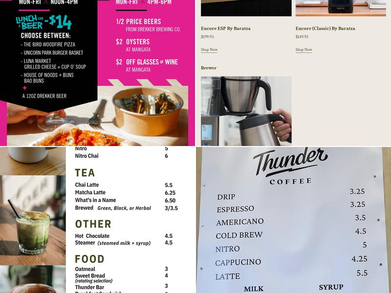 Thunder Coffee Brewhalla Menu