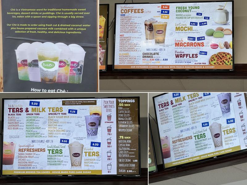 Bambu Dessert Drinks Menu