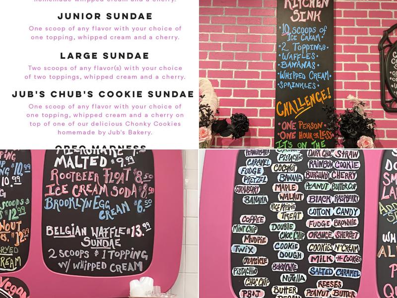 The Ice Cream Chick Menu