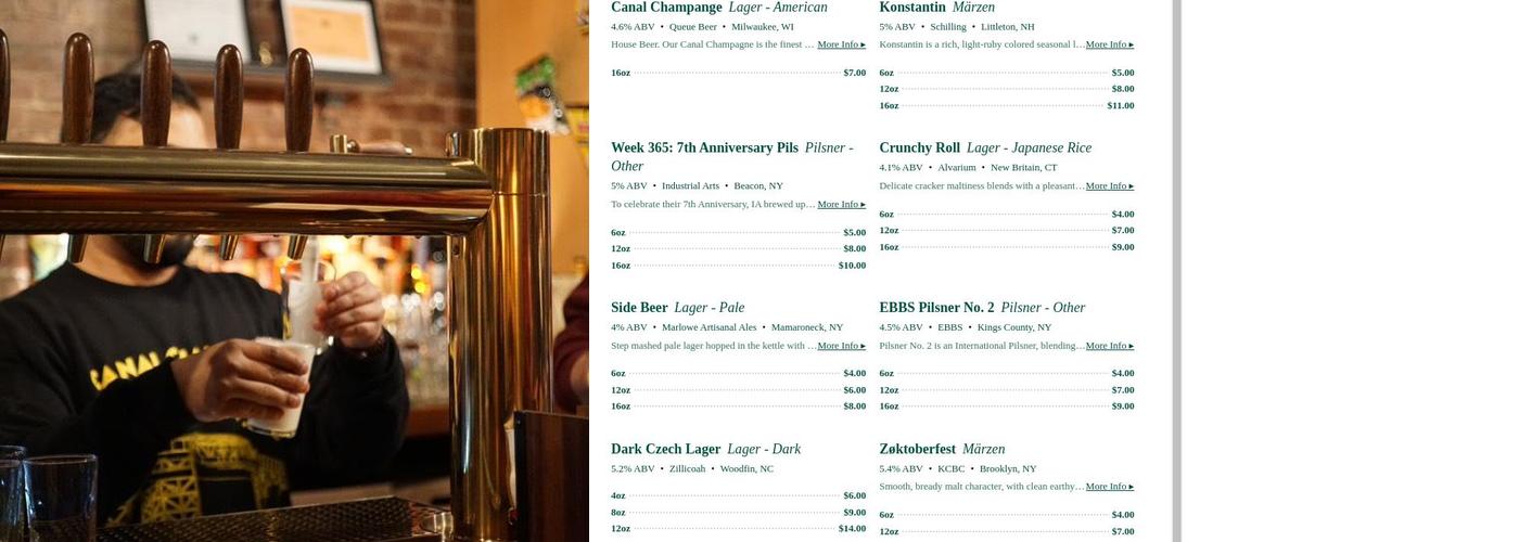 Queue Beer Menu