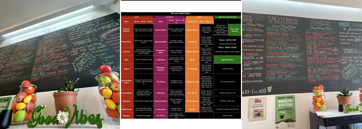 The Juice Gallery Menu