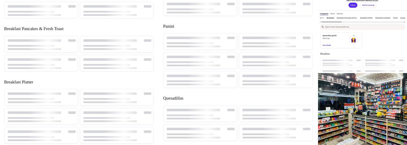 Fresh one deli & grill Menu