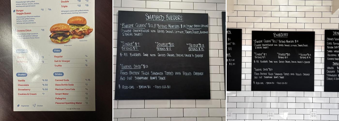 Burger Queens Menu