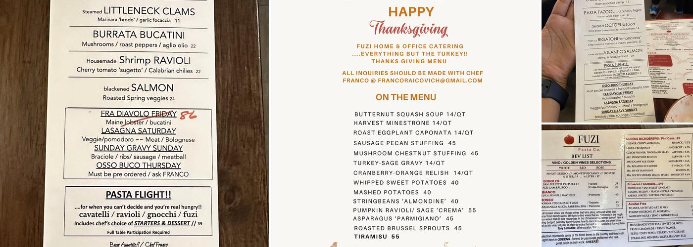 Fuzi Pasta co. Menu