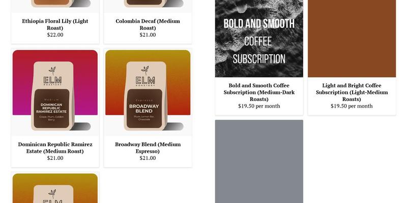 Elm Roastery Menu