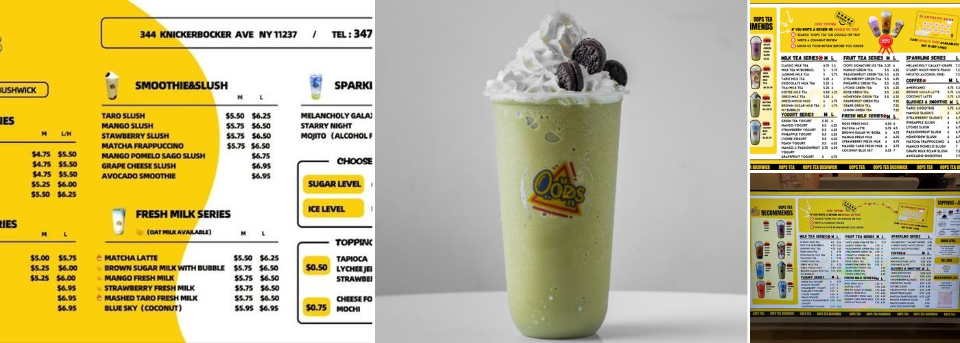 Oops Tea Menu