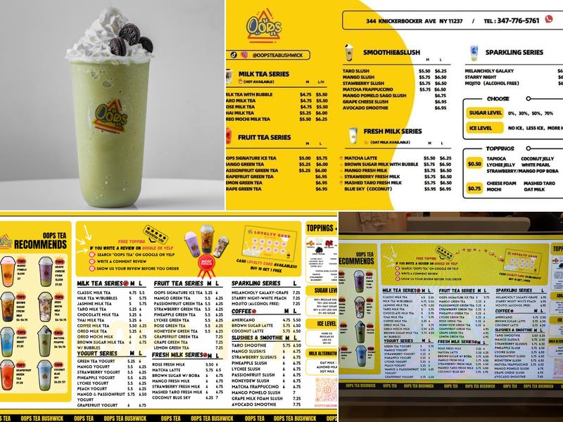 Oops Tea Menu