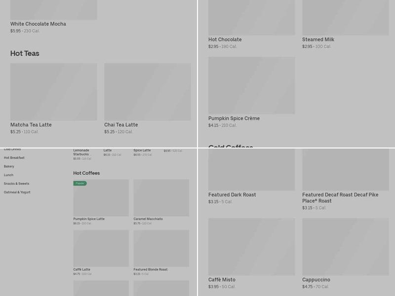 Starbucks Menu