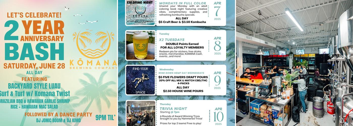 KōMANA Brewing Company Menu