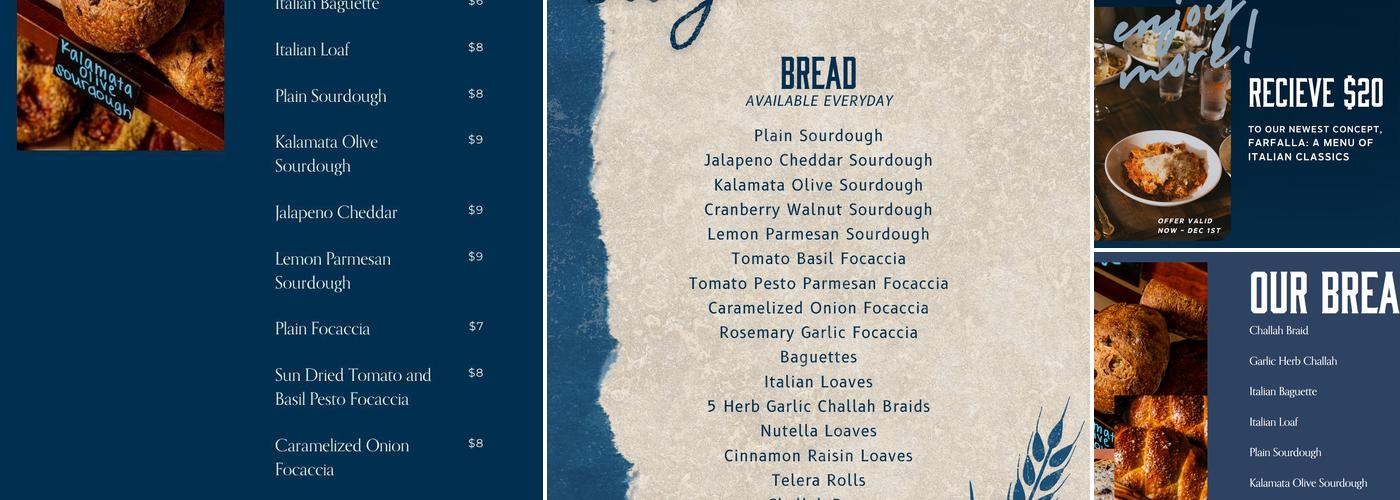 True Blue Butcher and Baker Menu