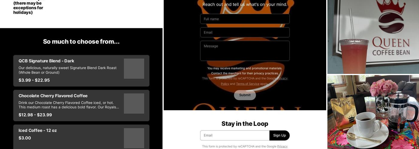 Queen Coffee Bean Menu