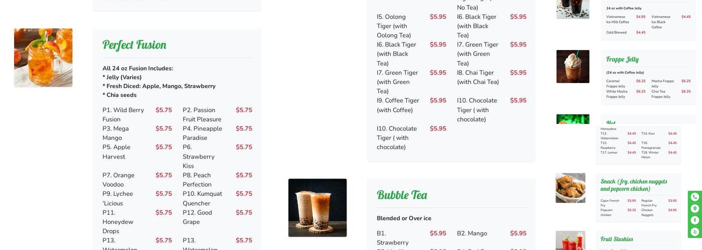 Boba Café Menu