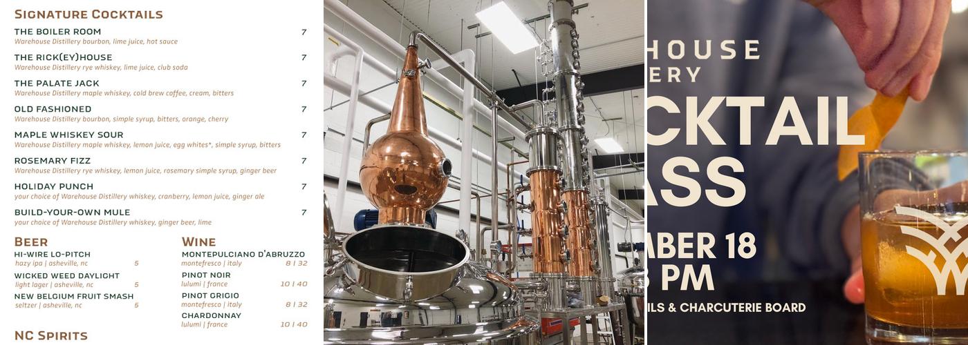 Warehouse Distillery Menu
