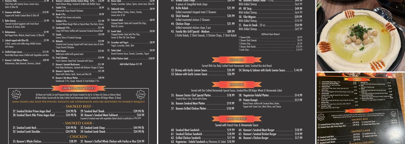 Kanoon Restaurant Menu