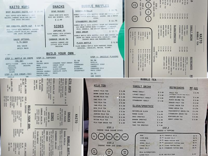 Kaito Bubble Tea Menu