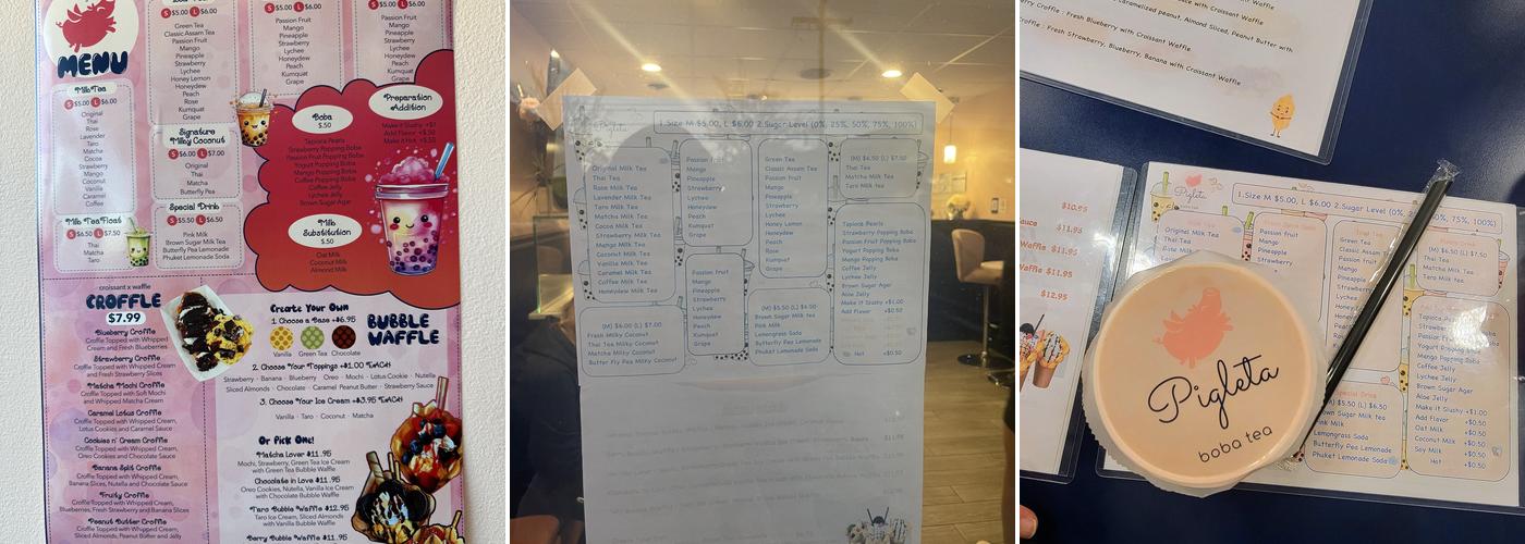 Pigleta Boba Menu