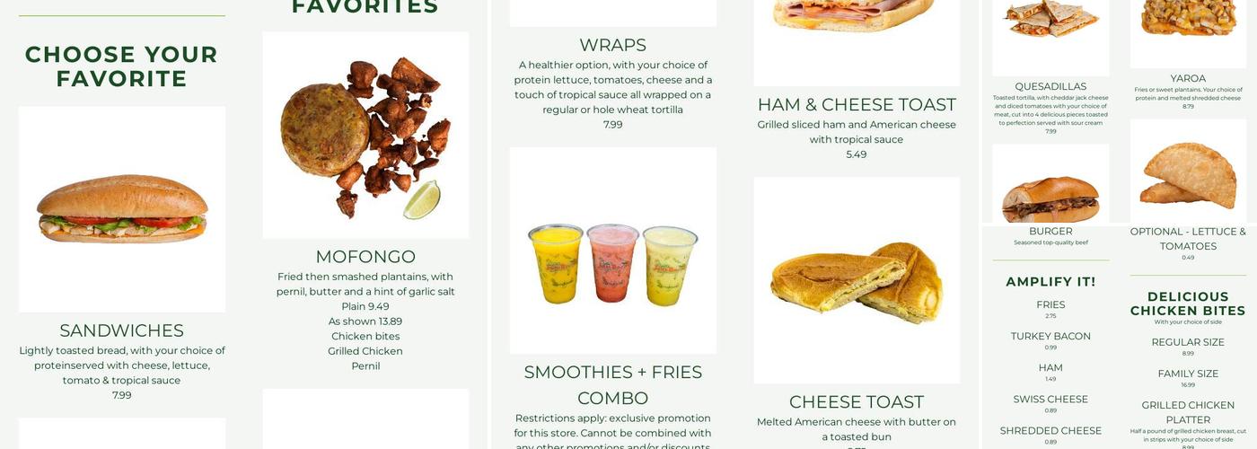 Tropical Juice Bar Menu