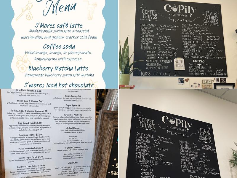 Cupily Coffeehouse Menu