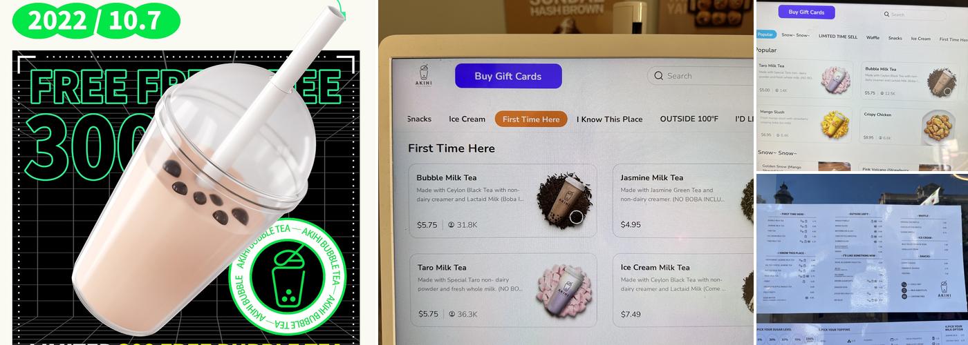 AKIHI Bubble Tea Menu