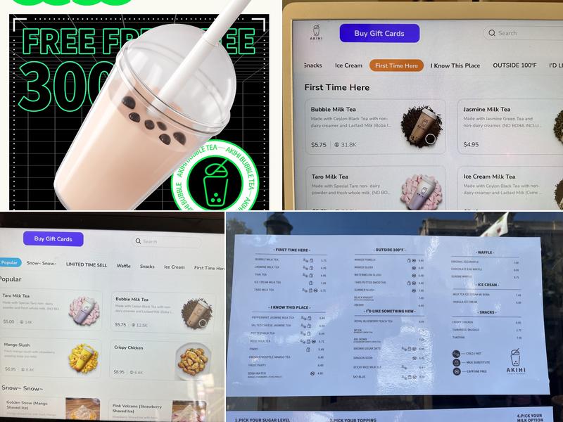 AKIHI Bubble Tea Menu