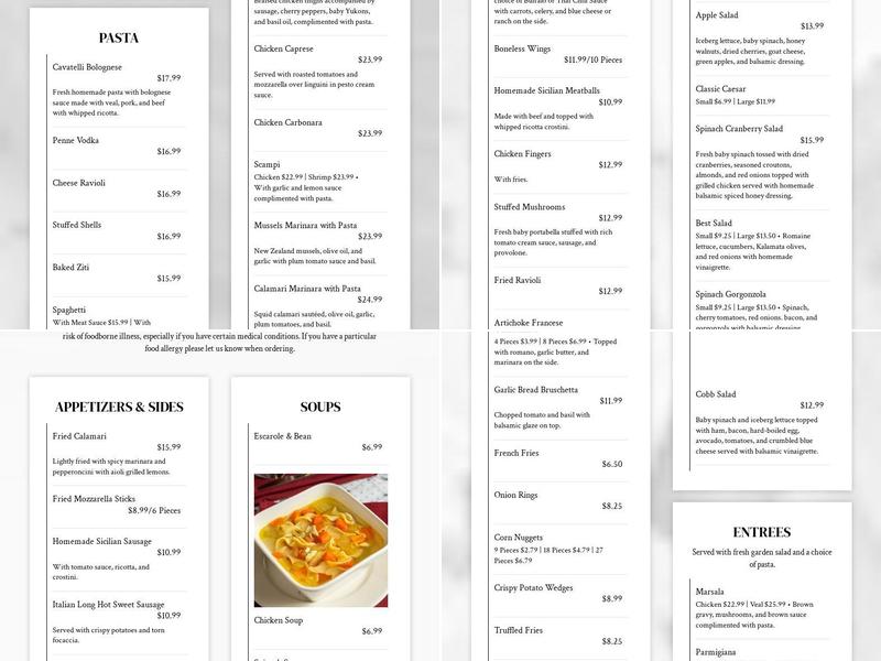 R'Ortega's Grill & Bar LLC Menu