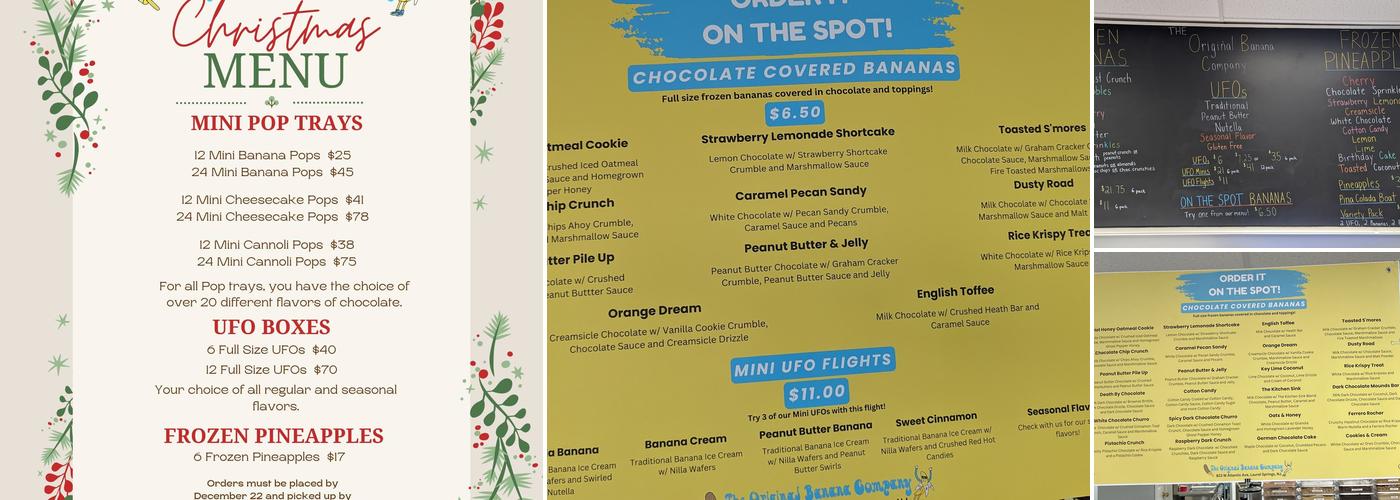 The Original Banana Company Menu