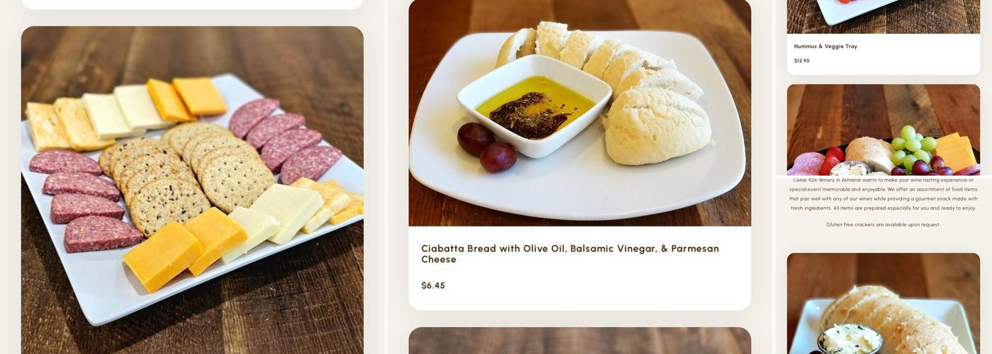 Cellar 426 Winery Menu