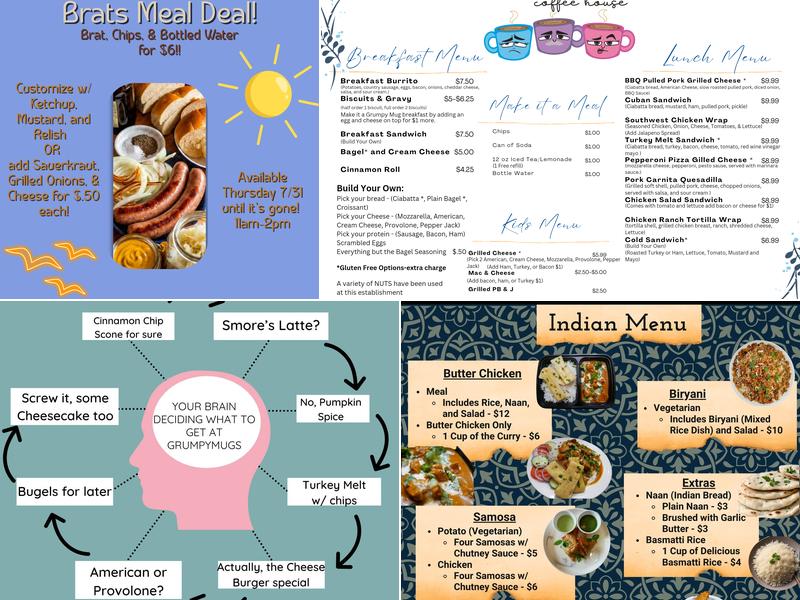 Grumpy Mugs Coffee House Menu