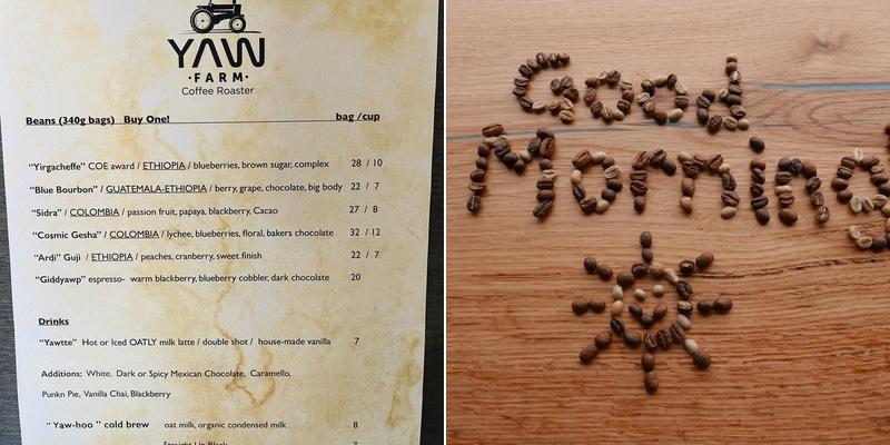 Yaw Farm Coffee Roaster Menu