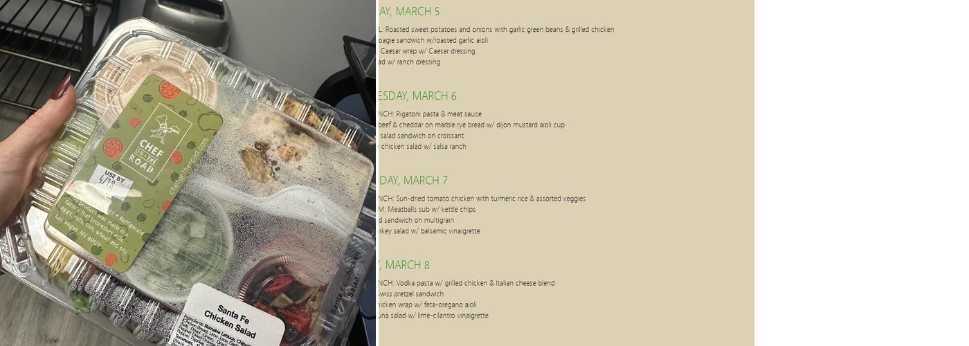 Chef On The Road Menu