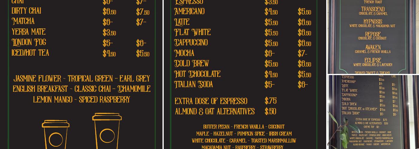 Main Vein Coffee Company Menu