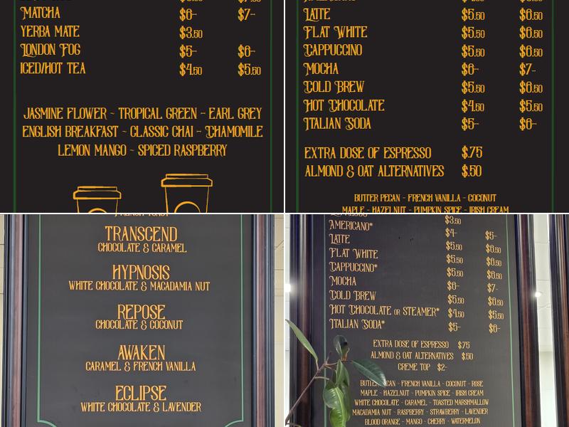 Main Vein Coffee Company Menu