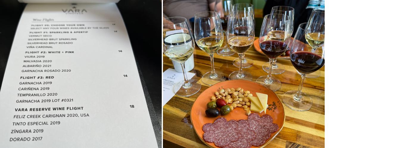 VARA Vinoteca Menu